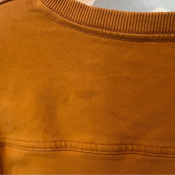 Lululemon Cropped Crew Neck Terry Sweater Raw Shoulder Seams Cuffed Sleeves - Picture 5 of 6